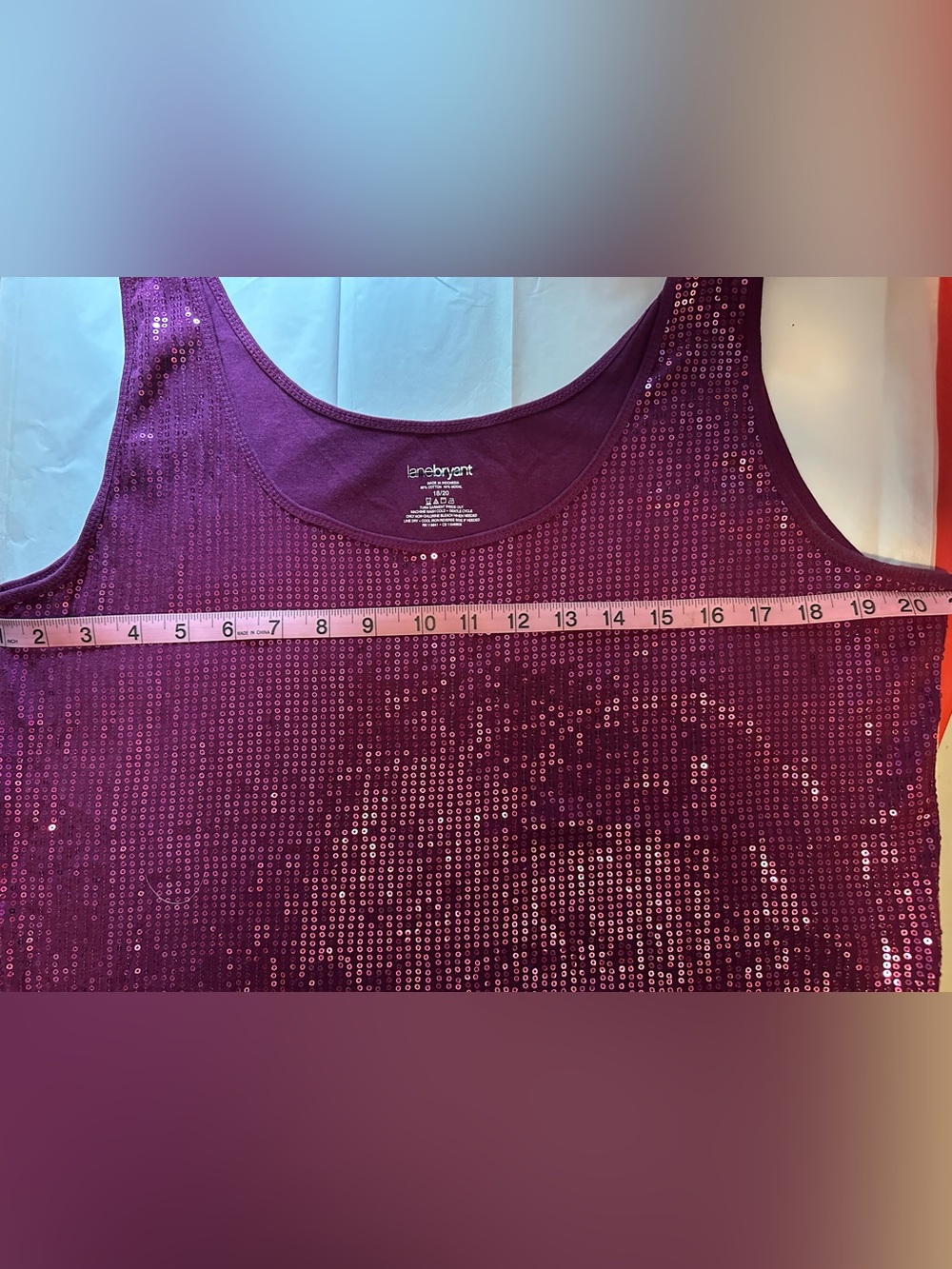 Lane Bryant size 18/20 Sleeveless Sequin Tank Top - Fuchsia - Picture 4 of 5